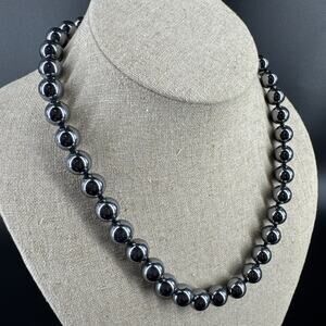 D'Joy 925 Sterling Silver Clasp Beaded Hematite Adjustable Necklace 18.5”-20.5”